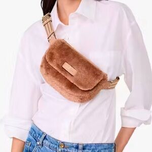 Kate Spade ♠️ Rosie Faux Fur Shearling Belt Bag gold hardware Fawn